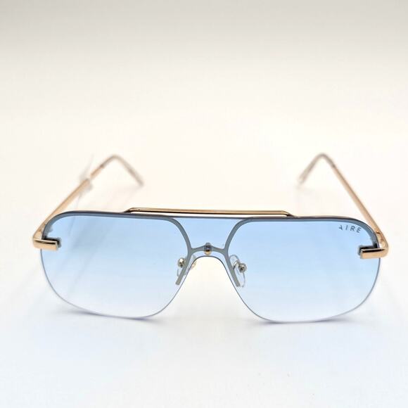 Aire Venatici Unisex Aviator Sunglasses Front Logo Gold/Teal Grad Size L - Picture 1 of 10
